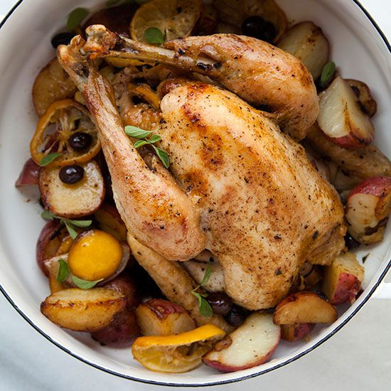 Lemon-Oregano Roasted Chicken with Crispy Potatoes