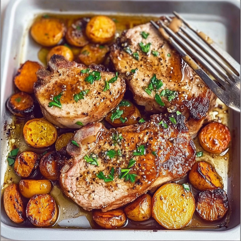 Sheet Pan Maple-Mustard Glazed Pork Tenderloin with Roasted Root Vegetables
