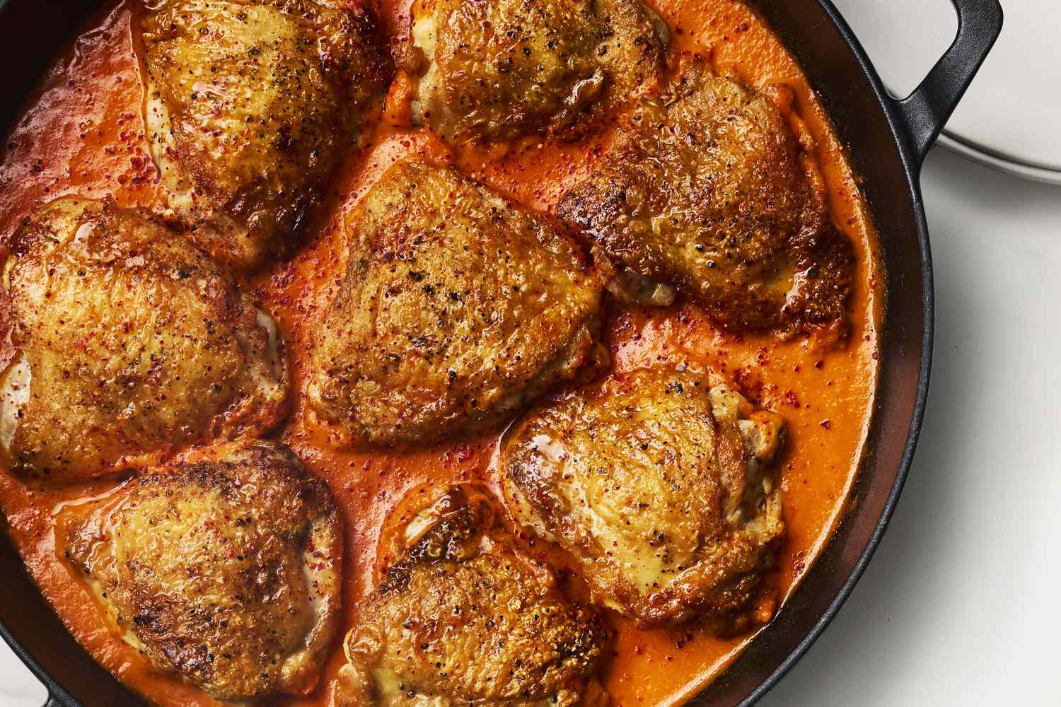 Grilled Jollof-Spiced Chicken Thighs with Tomato-Pepper Sauce