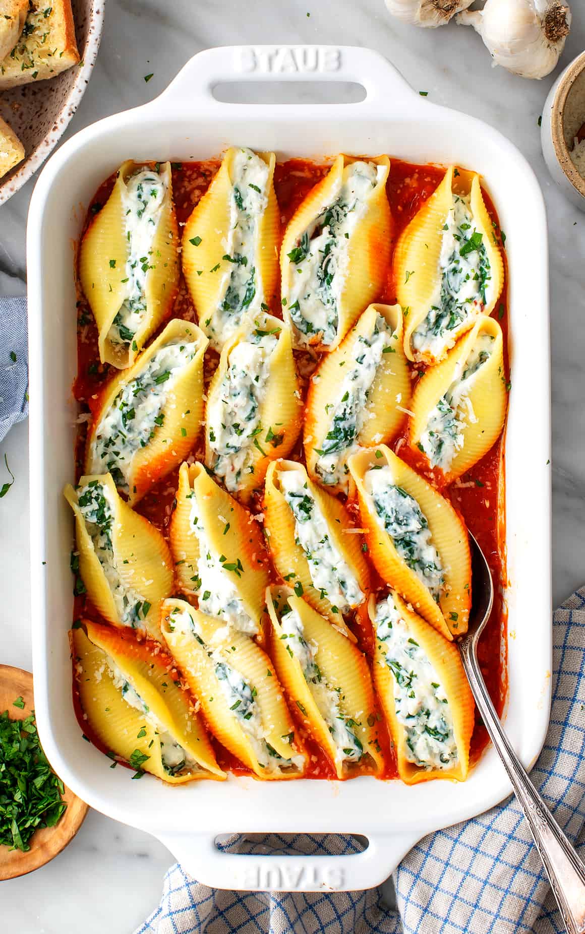 Frozen-Inspired Snowy Spinach and Ricotta Stuffed Pasta Shells