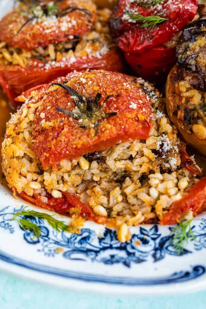 Stuffed Gemista Tomatoes with Herbed Rice and Feta