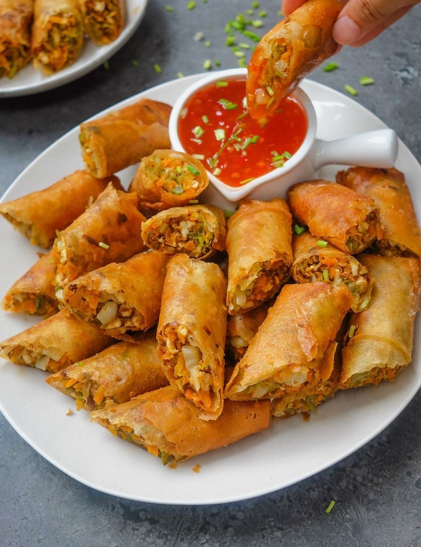Crispy Lumpia Shanghai with Ground Pork and Vegetables
