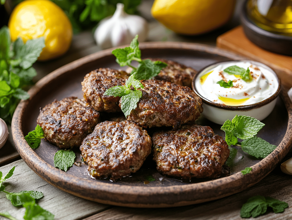 Oven-Roasted Lamb Rissoles with Mint and Garlic