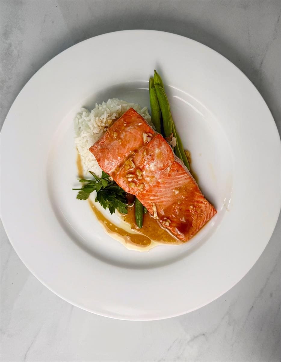 Maple-Mustard Glazed Grilled Salmon with Asparagus Bundles