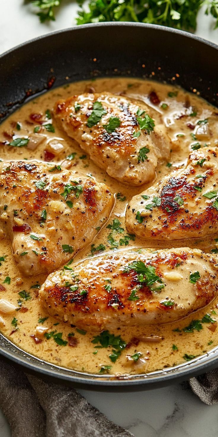 Pan-Seared Chicken with Charred Garlic and Thyme Pan Sauce