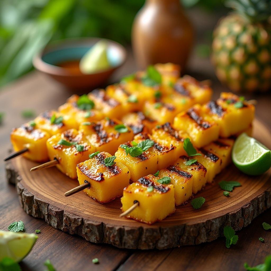 Grilled Brazilian Pineapple and Cinnamon Skewers