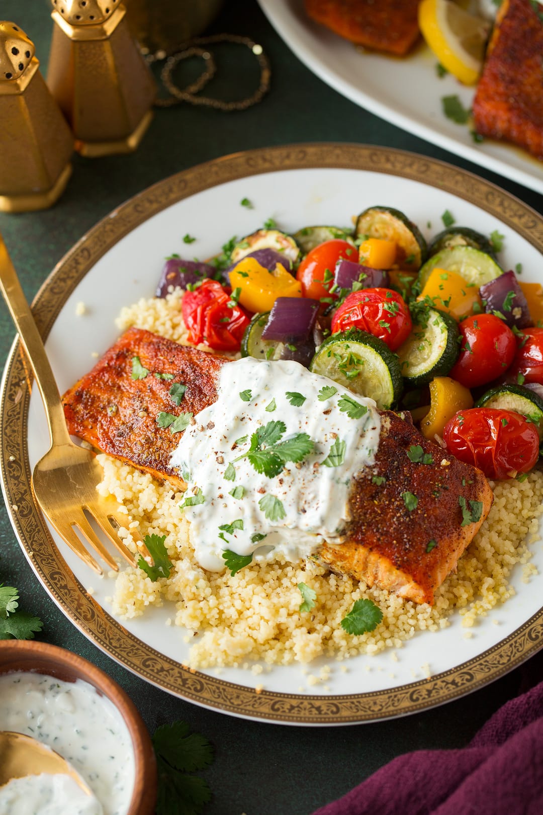 Pan-Seared Salmon with Za'atar and Lemon Yogurt Sauce