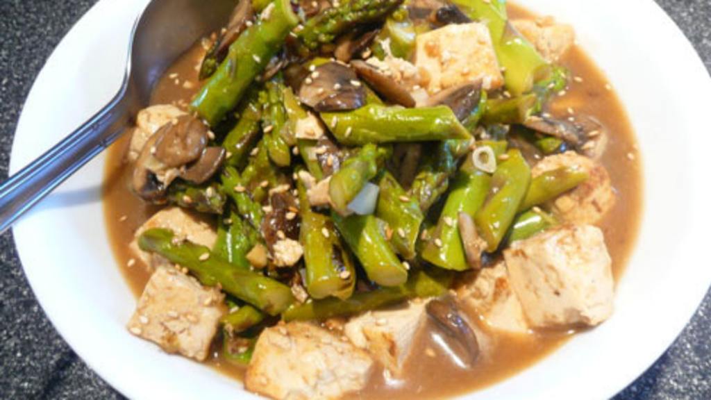 Asparagus and Pea Stir-Fry with Tofu
