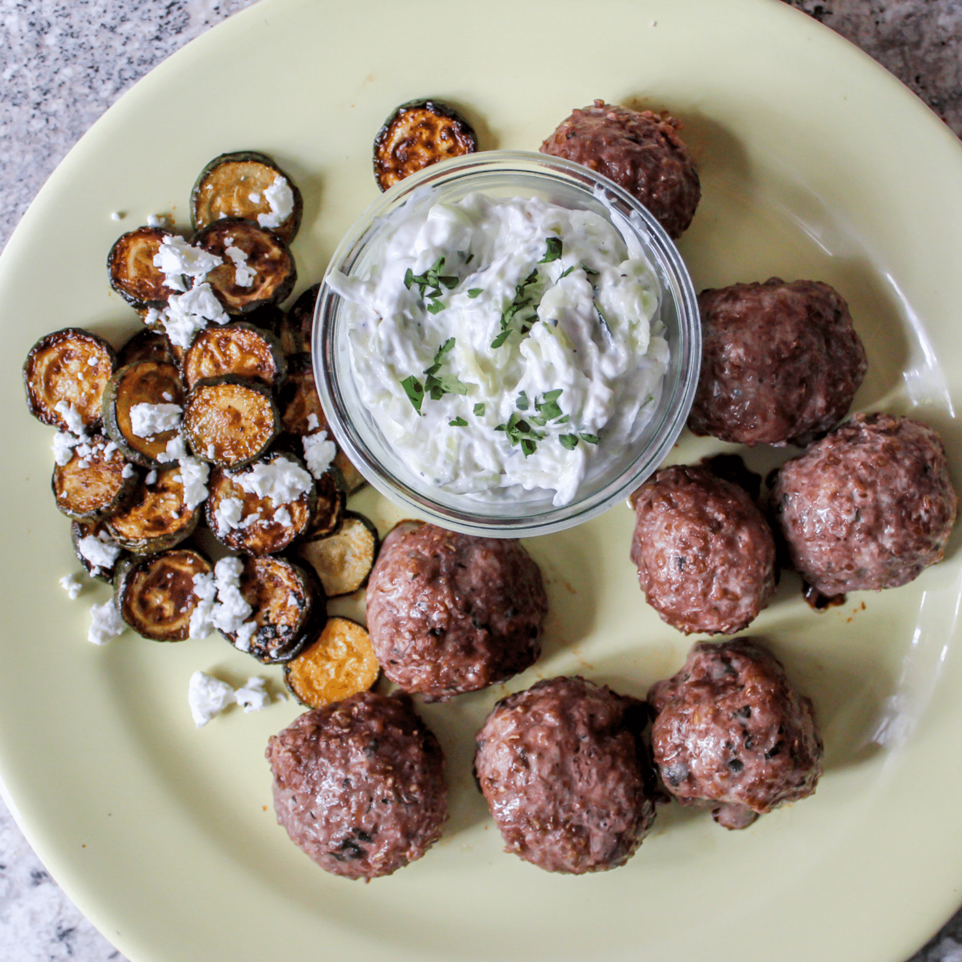 Lemon-Oregano Lamb Meatballs with Tzatziki