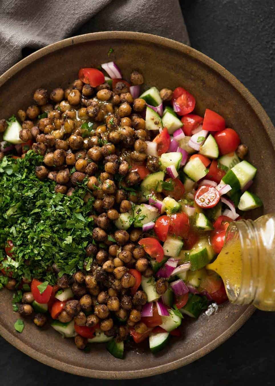 Warm Harissa-Spiced Chickpea and Tomato Salad