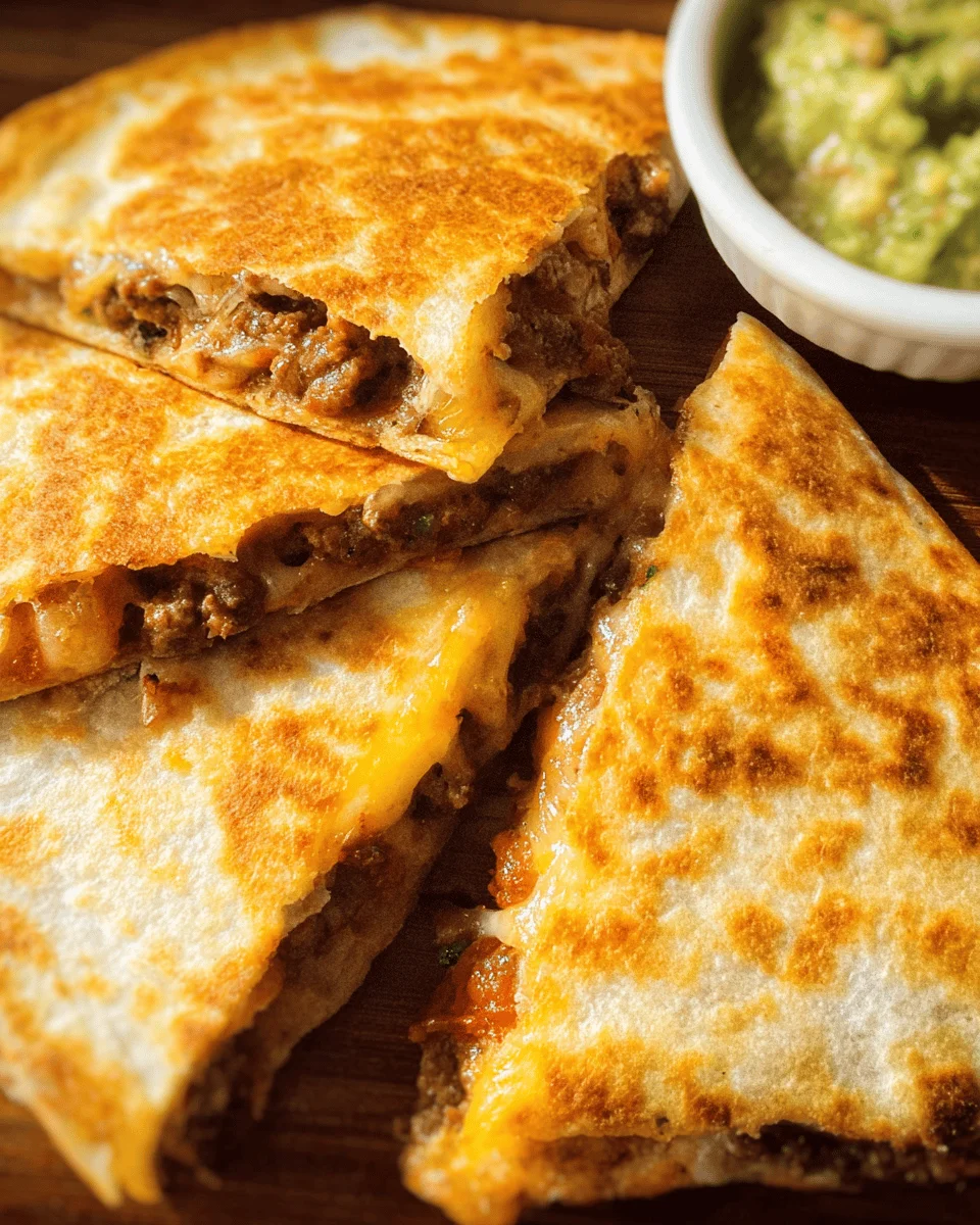 Quesadilla with Spiced Ground Beef and Melted Cheddar