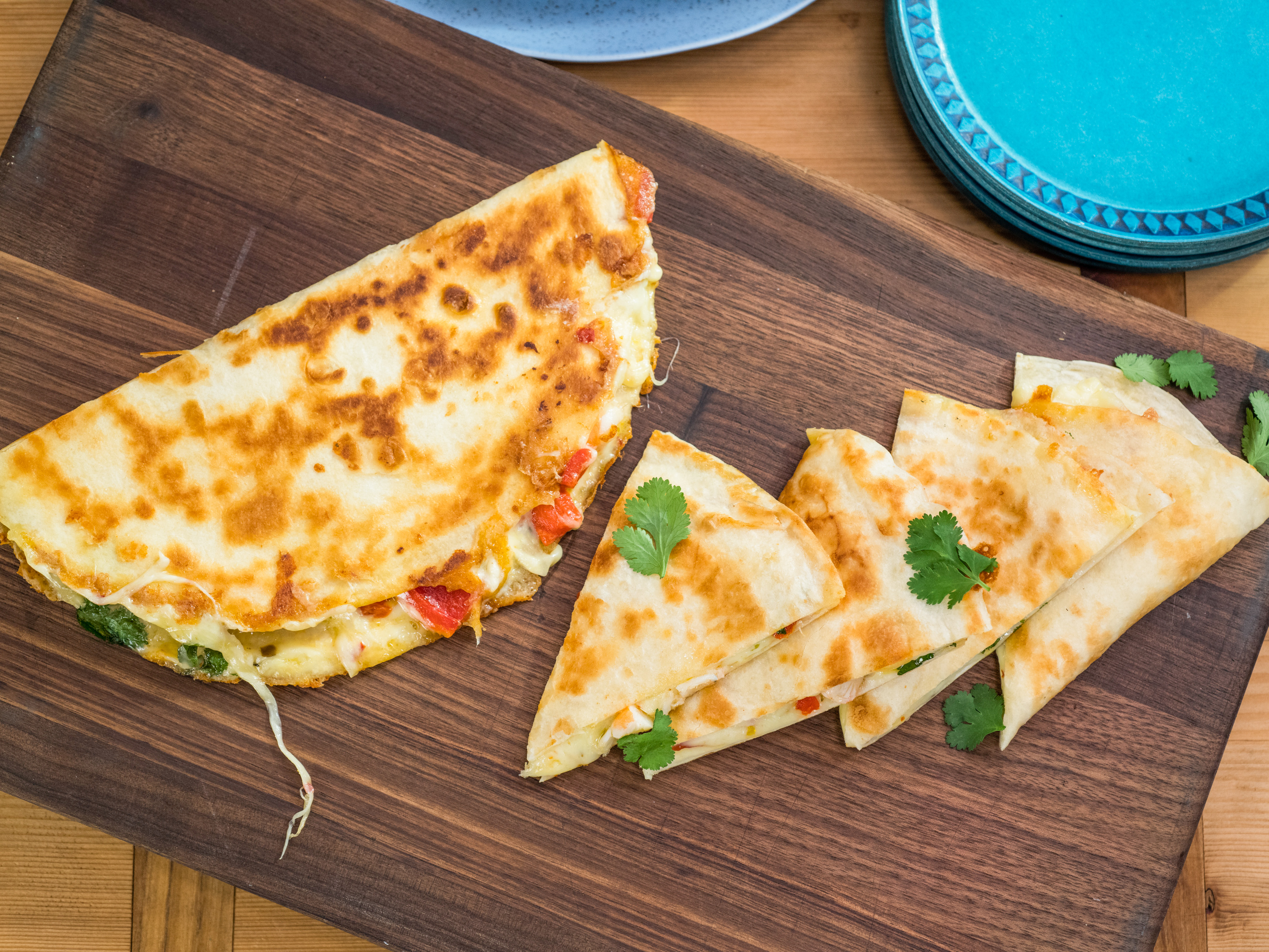 Grilled Shrimp Quesadilla with Roasted Red Pepper Salsa
