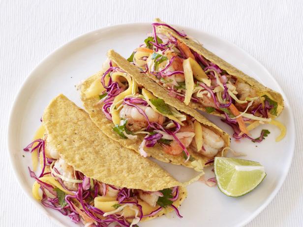 Sautéed Shrimp Tacos with Spicy Mango Slaw