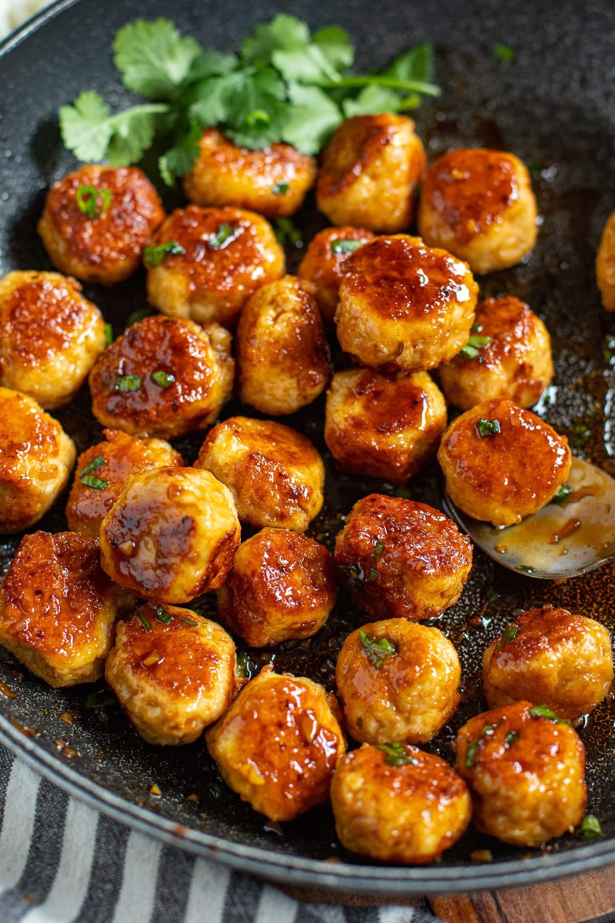 Honey-Soy Glazed Chicken Meatballs with Steamed Rice