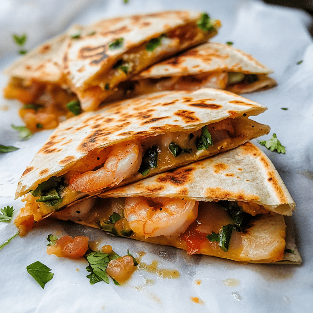 Grilled Shrimp Quesadillas with Cilantro Lime Crema