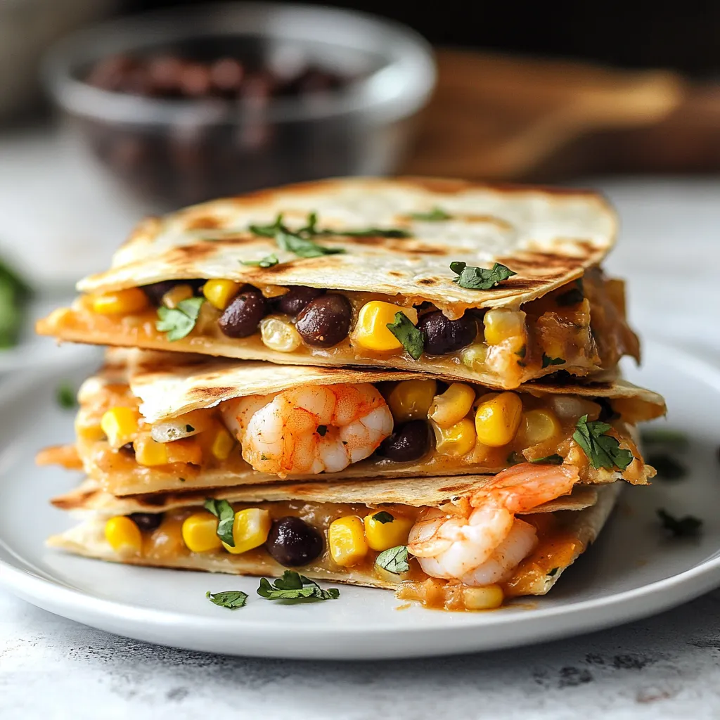 Spicy Shrimp Quesadilla with Charred Corn Salsa