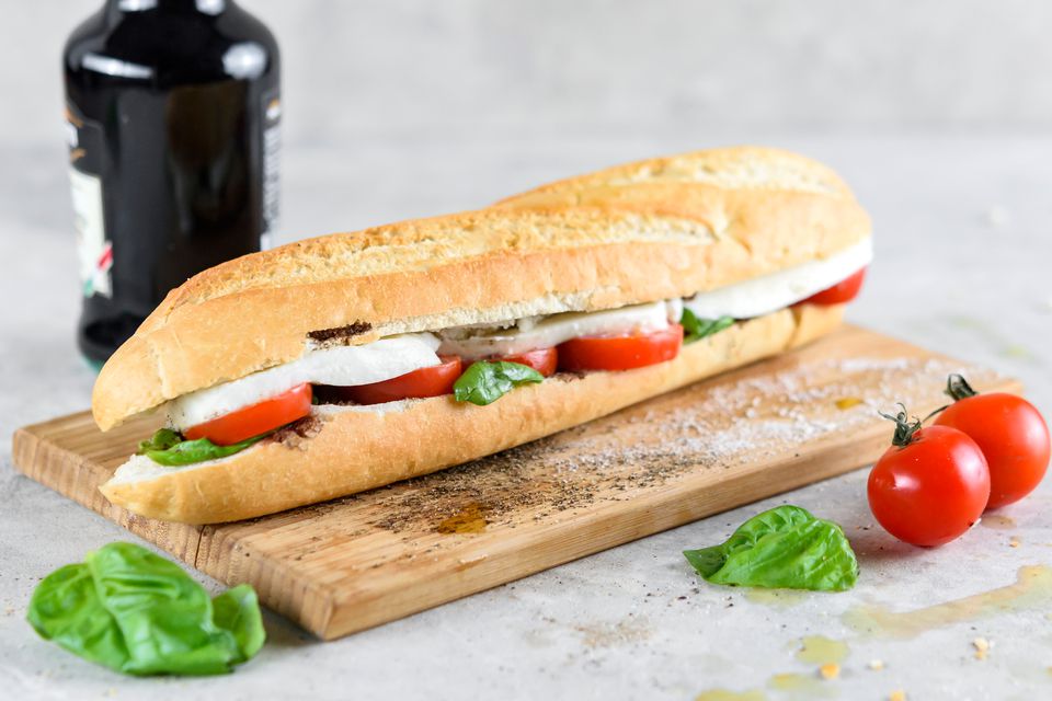 Classic Caprese Sandwich with Fresh Basil and Balsamic Glaze