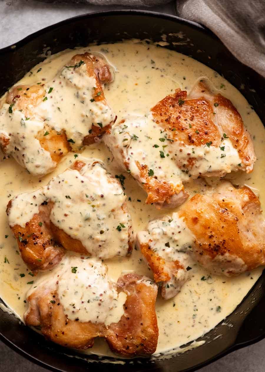 Pan-Seared Chicken with Carmelized Onions and Mustard Sauce