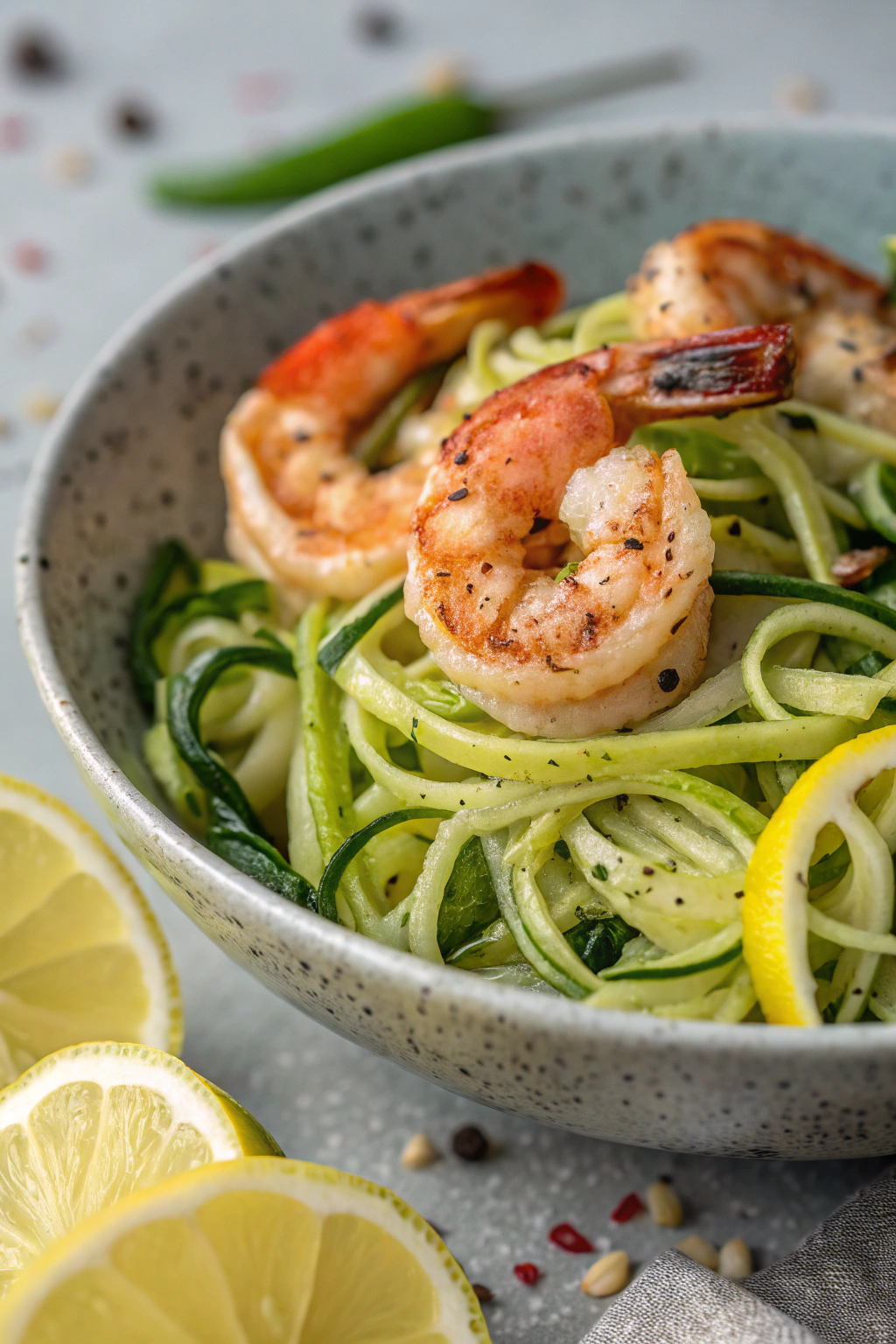 Sautéed Shrimp and Zucchini Noodles with Lemon Basil Sauce