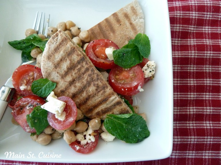 Toasted Pita and Chickpea Salad with Tahini Dressing