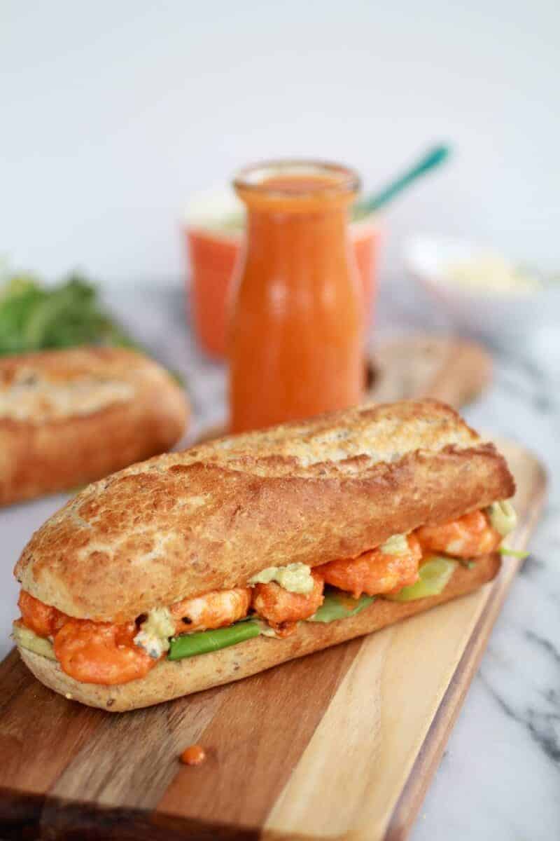 Crispy Pan-Seared Shrimp Sandwich with Avocado and Chipotle Aioli