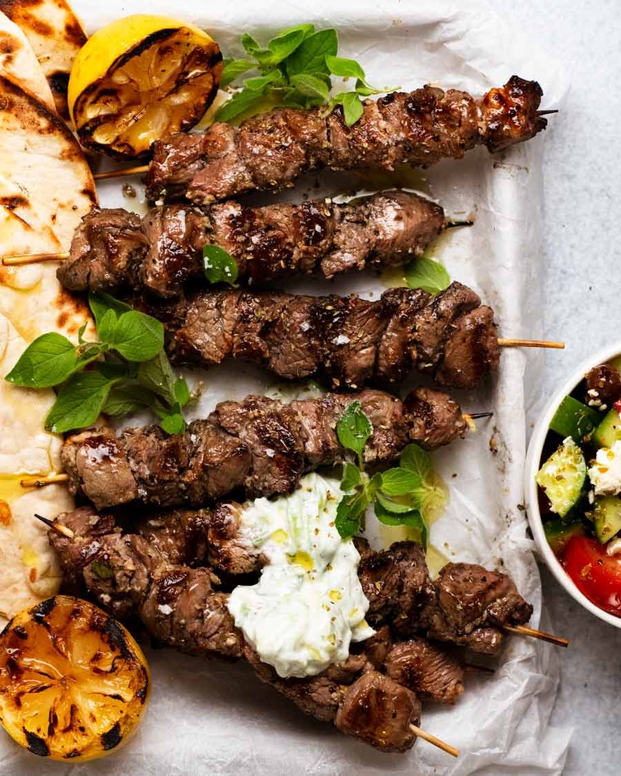 Oven-Roasted Lamb Souvlaki with Lemon-Oregano Marinade