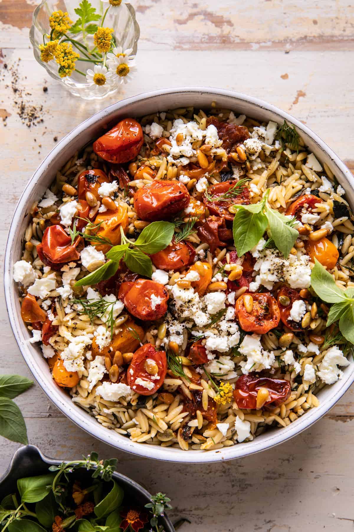 Lemon-Basil Orzo with Roasted Cherry Tomatoes and Feta