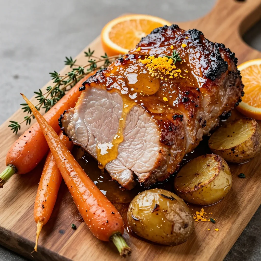 Half-Glazed Citrus Pork Tenderloin with Roasted Vegetables