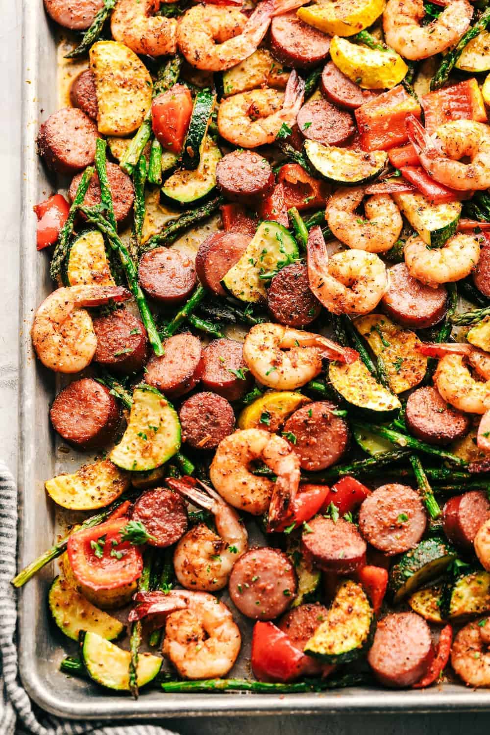 Sheet Pan Cajun-Spiced Shrimp with Sweet Corn and Cherry Tomatoes