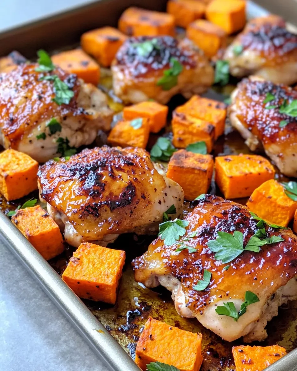 Sheet Pan Cajun-Spiced Chicken Thighs with Roasted Sweet Potatoes