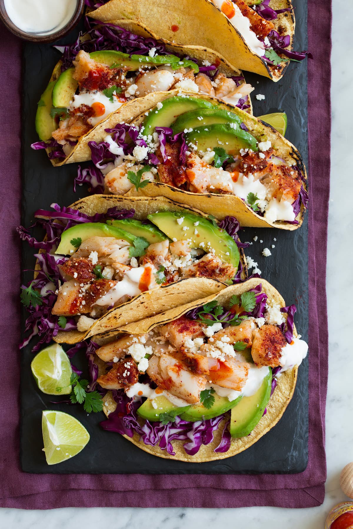 Grilled Arkansas River Catfish Tacos with Spicy Slaw