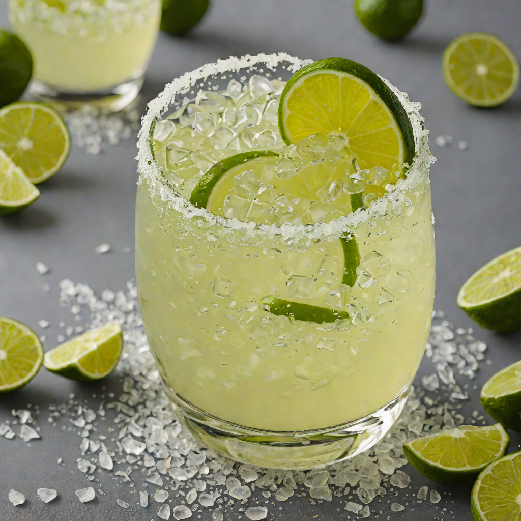 Salt-Rimmed Margarita with Lime and Triple Sec on the Rocks