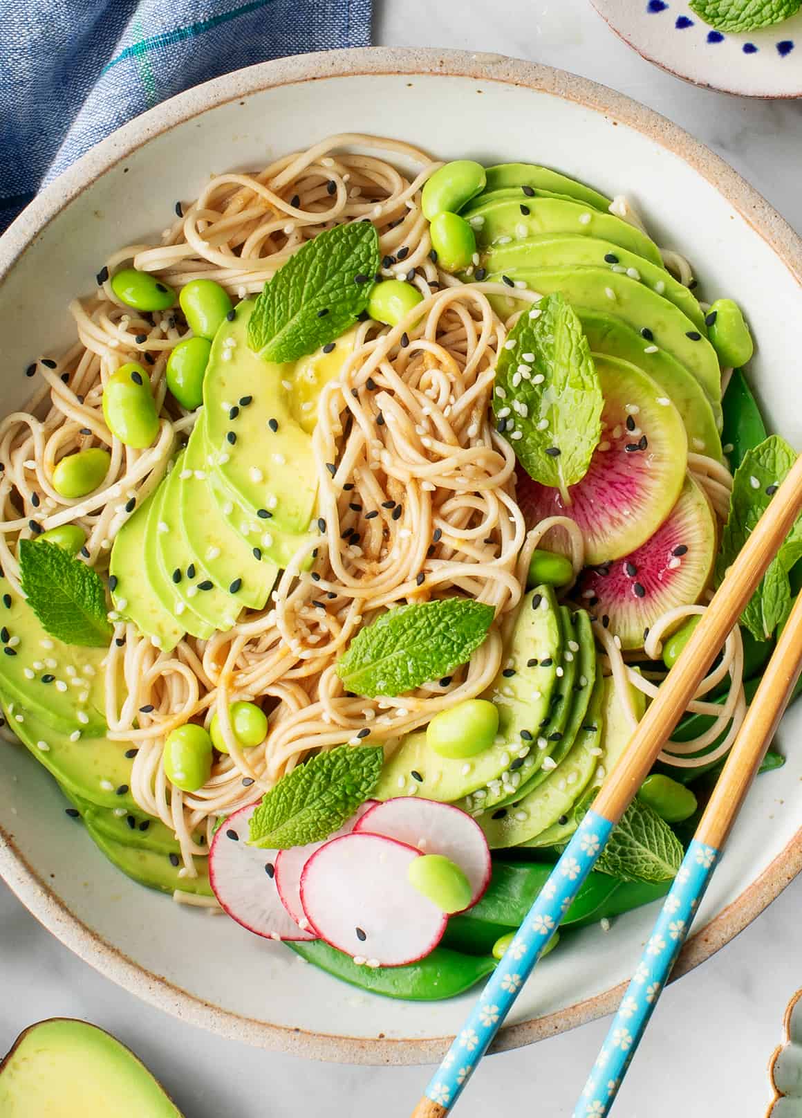 Pan-Fried Tofu with Garlic Soba Noodles and Sesame