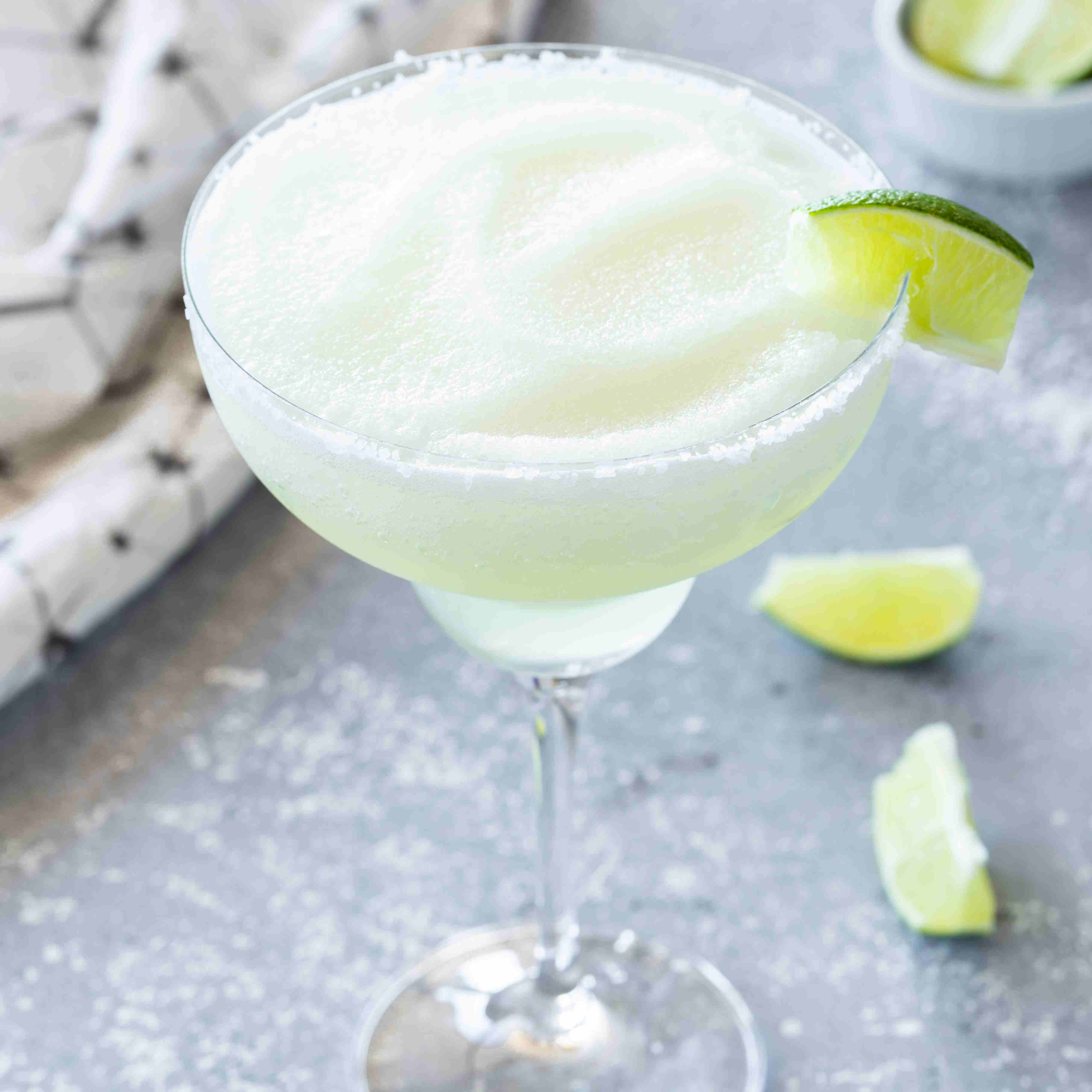 Frozen Blended Margarita with Lime and Triple Sec
