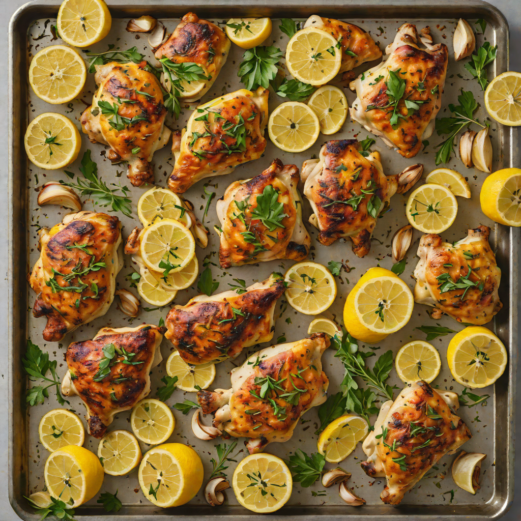 Half-Sheet Pan Roasted Lemon Garlic Chicken Thighs