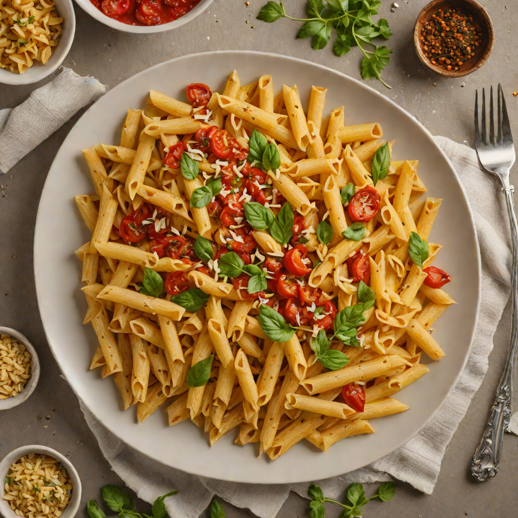 Italian Herb-Infused Penne with Roasted Garlic Tomato Sauce