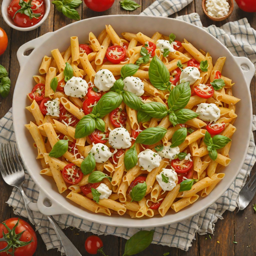 Italian One-Pot Tomato Basil Penne with Fresh Mozzarella