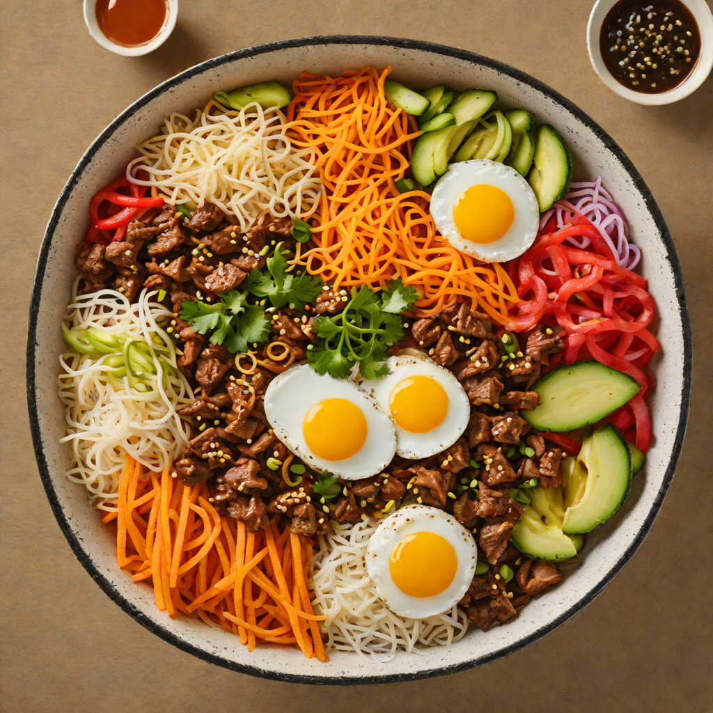Spicy Korean-Style Beef Bibimbap with Pickled Vegetables