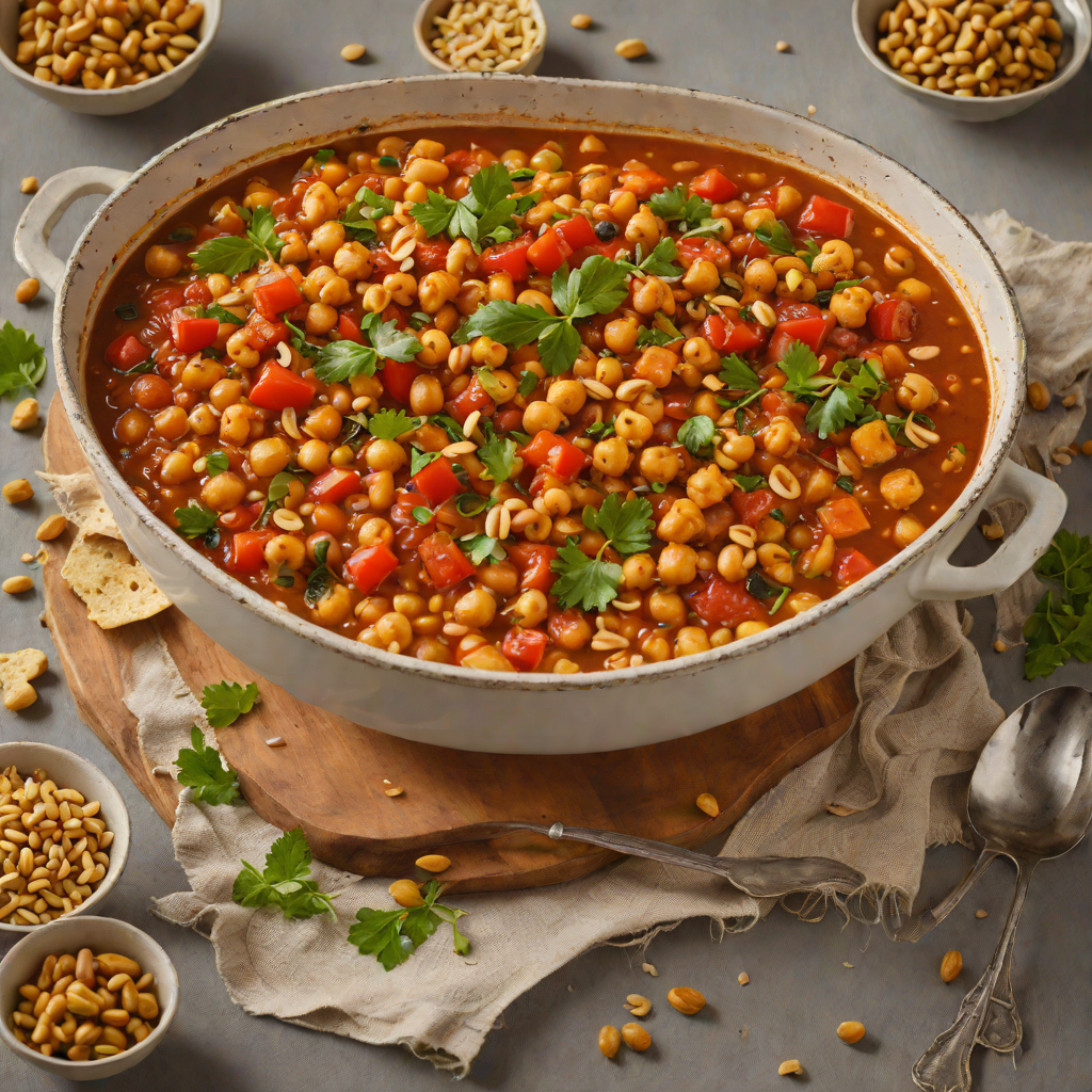 Za’atar-Spiced Chickpea and Tomato Stew with Toasted Pine Nuts