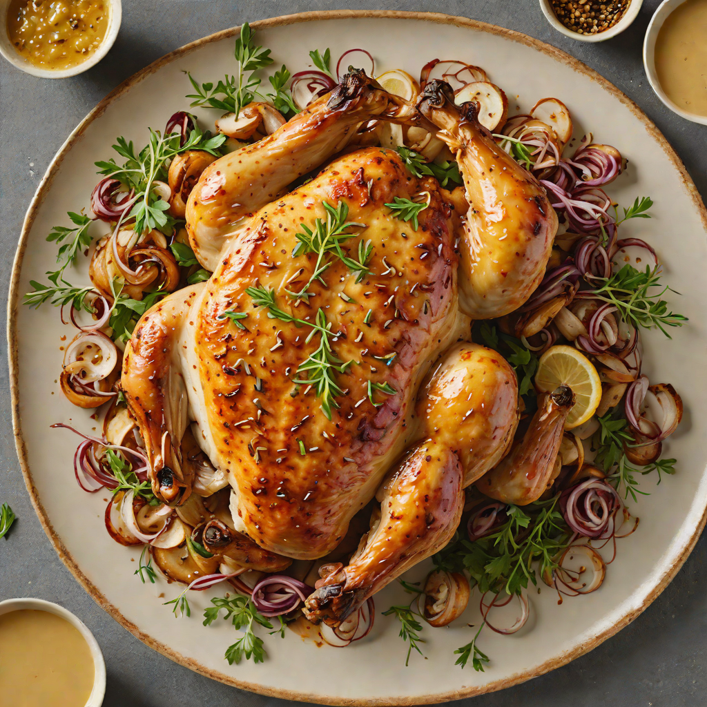 Pan-Roasted Chicken with Honey-Mustard Glaze and Crispy Shallots