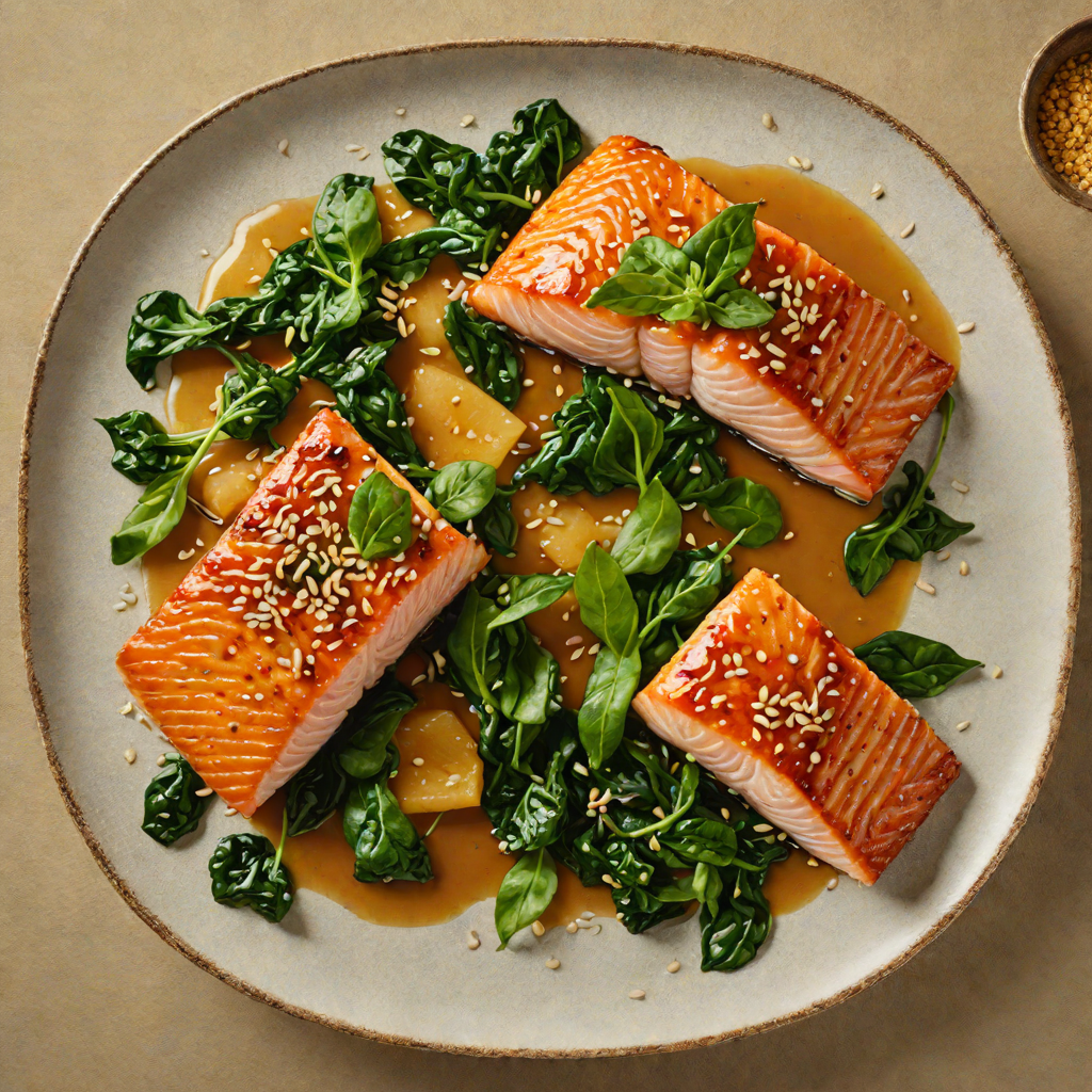 Seared Miso-Glazed Salmon with Sesame Spinach