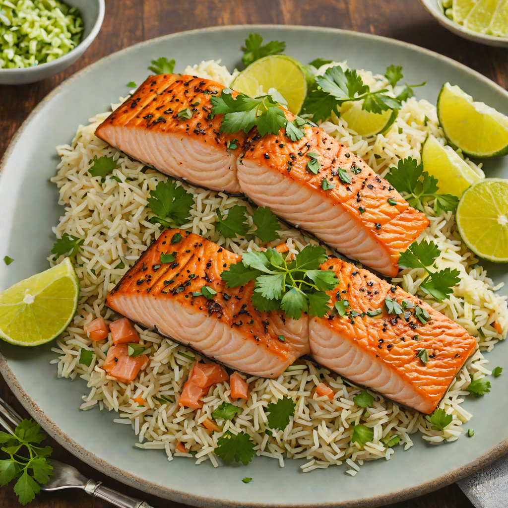 Pan-Roasted Salmon with Cilantro Lime Rice