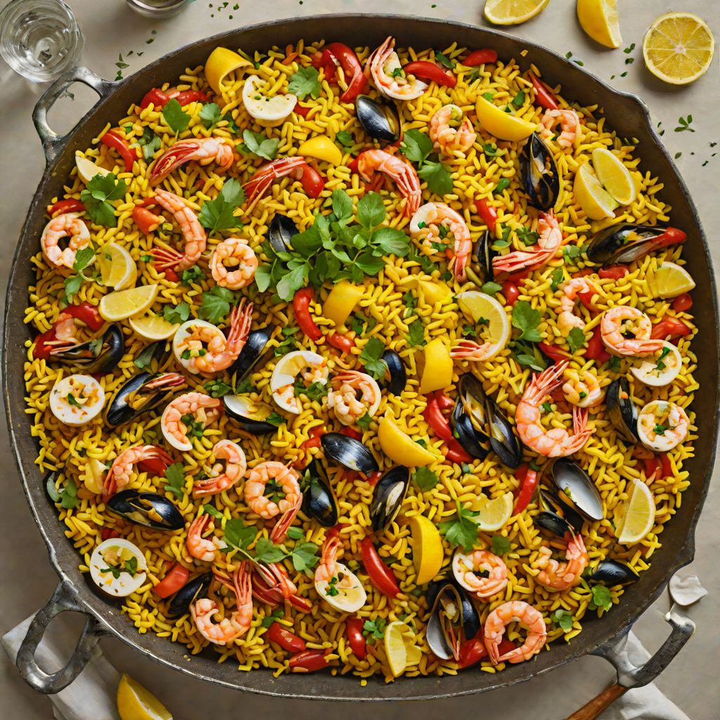 Saffron and Herb-Infused Seafood Paella