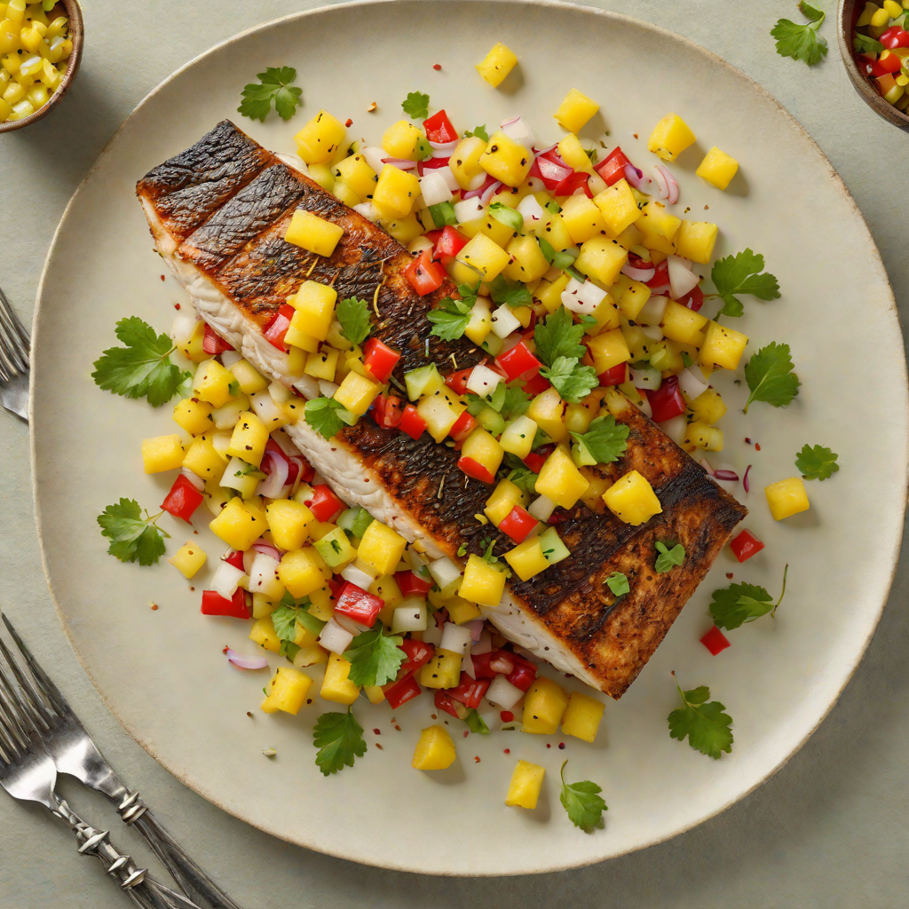 Pan-Seared Sea Bass with Tropical Pineapple Salsa