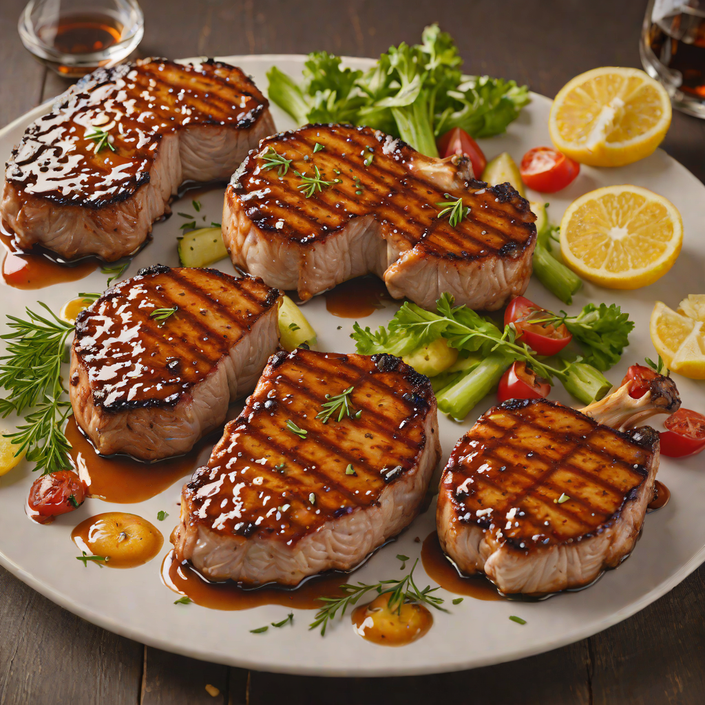 Oak-Smoked Bourbon-Glazed Grilled Pork Chops