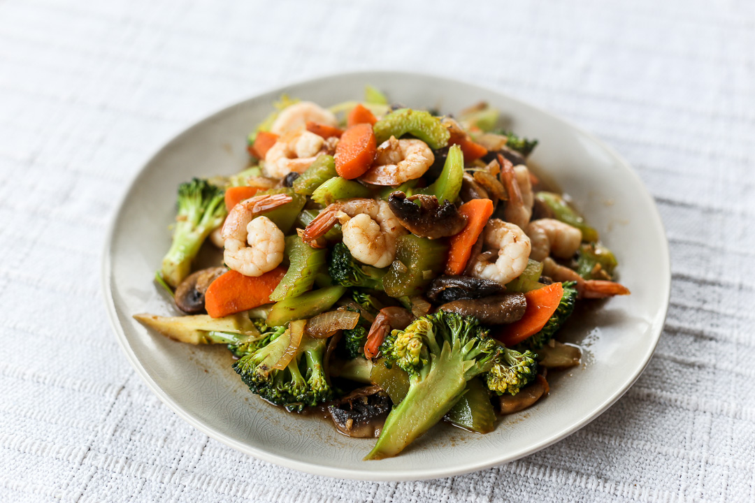 Stir-Fried Shrimp with Broccoli and Garlic-Chili Sauce