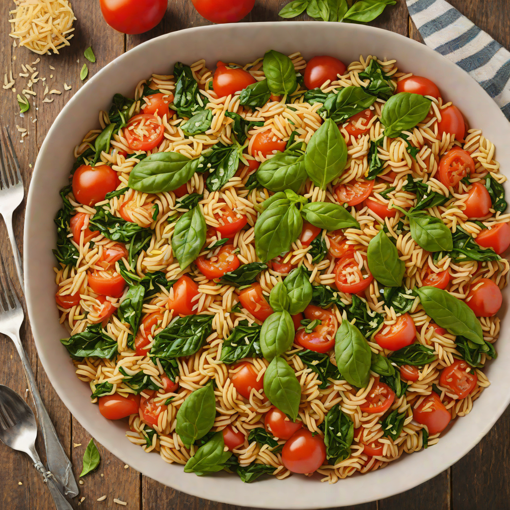 Italian One-Pot Tomato Basil Orzo with Spinach