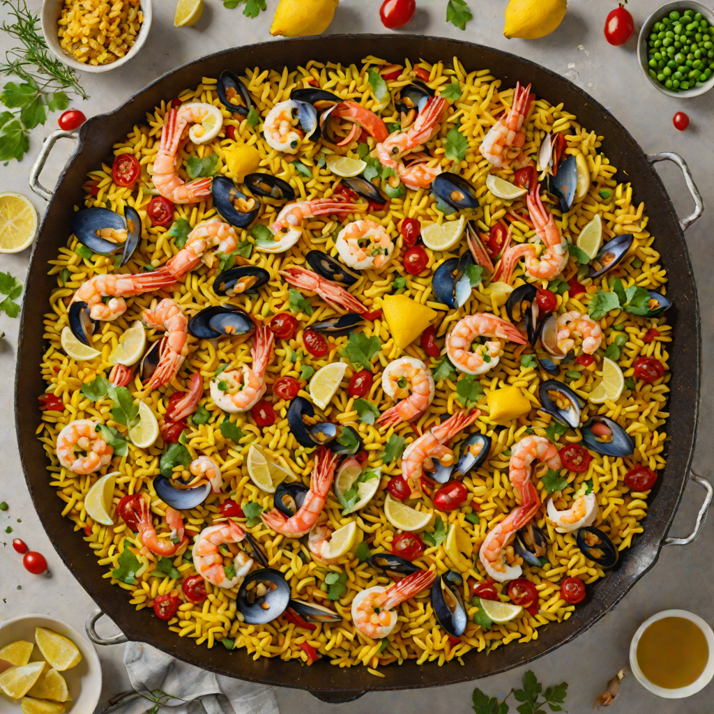 Baked Seafood Paella with Saffron and Chorizo