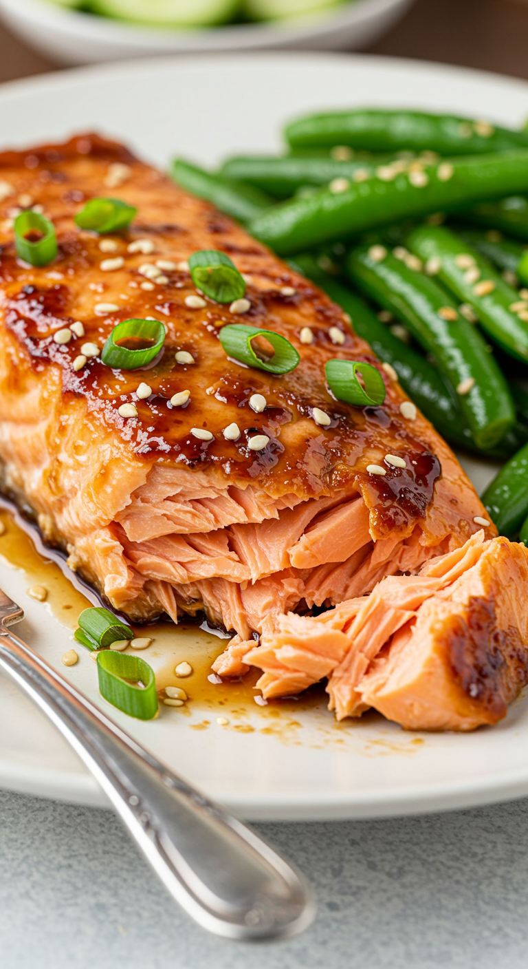 Pan-Seared Miso-Glazed Salmon with Sesame Green Beans