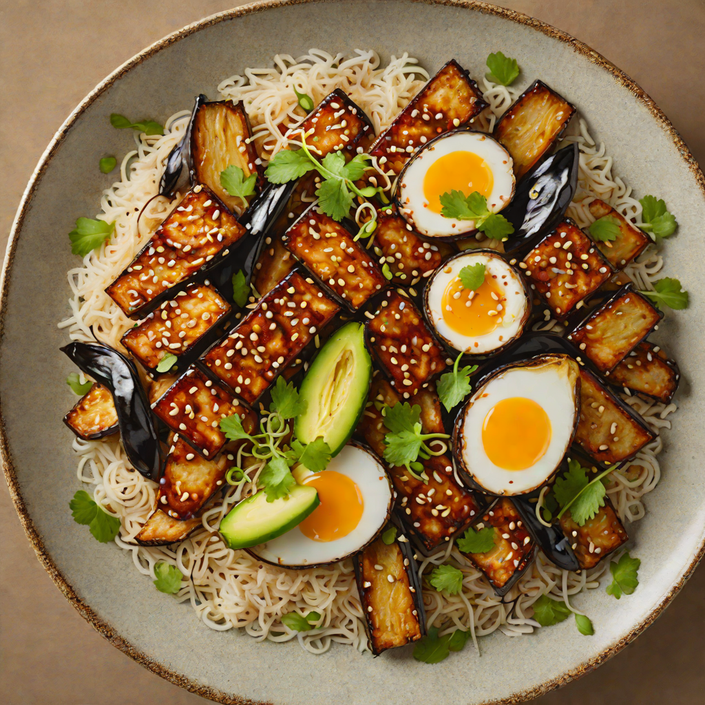 Crispy Pan-Seared Miso-Glazed Eggplant Donburi
